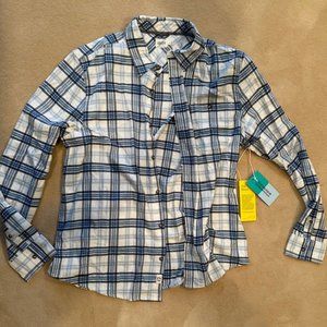 Fair Harbor Men's XL Flannel Long Sleeve Shirt - Blue, Gray and White